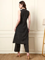 Black Boat Neck Sleeveless Rayon Co-ords Sets thumbnail 3