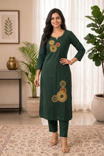 Paimara Green Vintage Mandala Embroidered Dabu Cotton Co-ord Set thumbnail 4