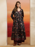 Black Floral Printed Kurta Set thumbnail 2