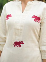 Off White Embroidered A-line Kurta Plazzo Sets thumbnail 2