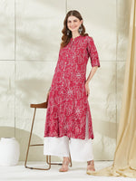 Pink Rayon A-Line Kurta thumbnail 2