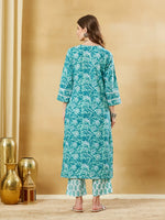Torquise Blue Cotton Kurta Pant Set thumbnail 5