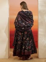 Black Floral Printed Kurta Set thumbnail 4