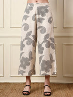 Off White Cotton Round Neck Kurta Palazzo Set thumbnail 2