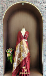 Deep maroon mul cotton saree thumbnail 5