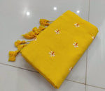 Mustard Yellow khadi cotton saree thumbnail 5
