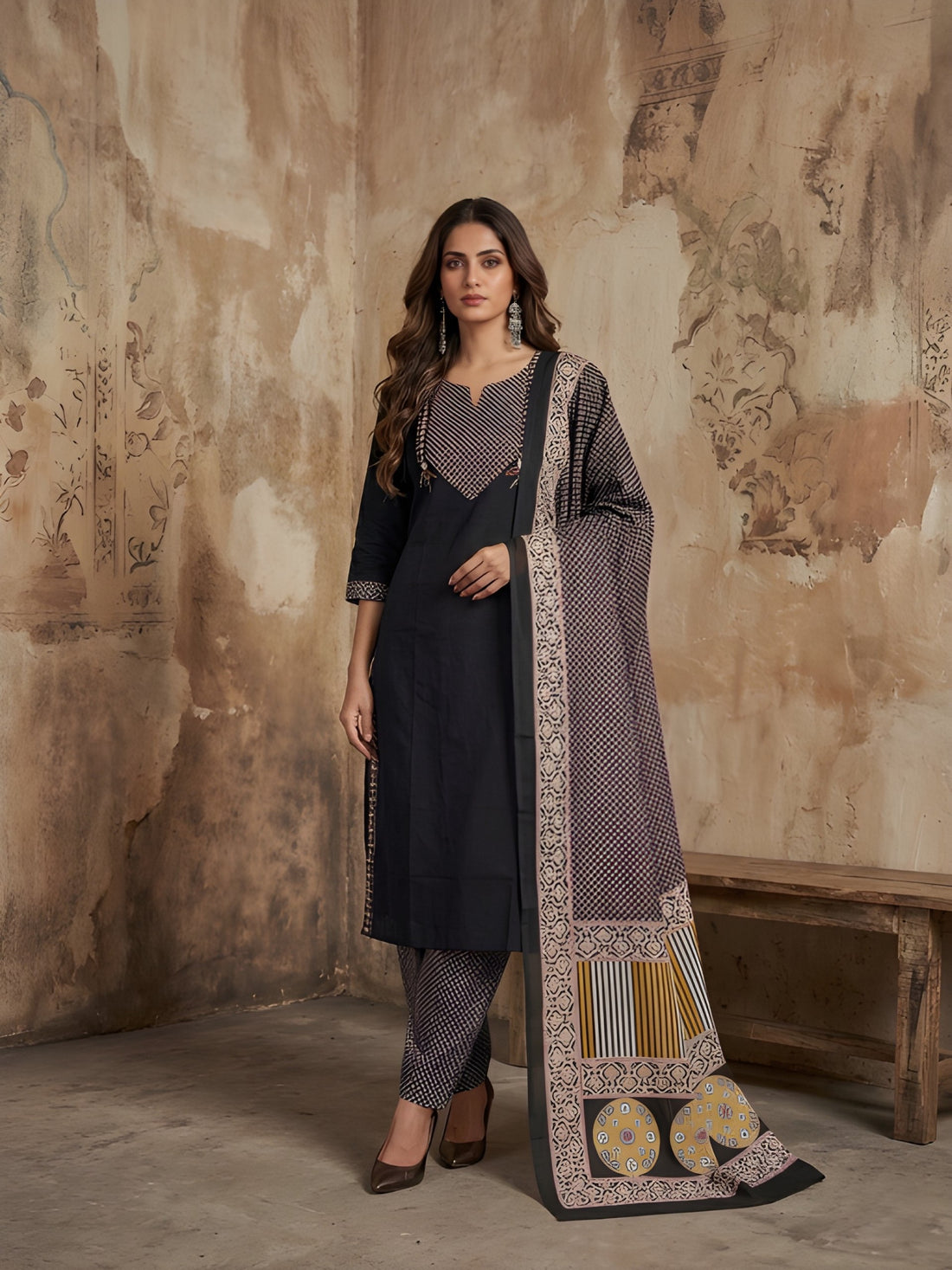 Black Woman Cotton Kurti