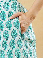 Torquise Blue Cotton Kurta Pant Set thumbnail 3