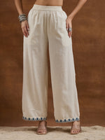 Paimara Neelkamal Ivory Blue Floral Cotton Flex A-Line Kurta Palazzo Set thumbnail 3