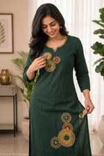 Paimara Green Vintage Mandala Embroidered Dabu Cotton Co-ord Set thumbnail 3