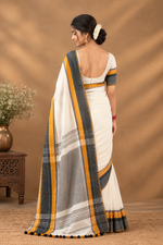Paimara Ivory White Bengal Pure Cotton Saree thumbnail 3