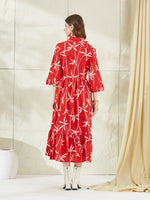 Red Cotton Shirt Coller Midi Dress thumbnail 3