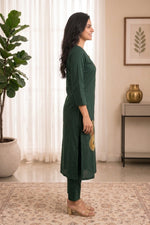 Paimara Green Vintage Mandala Embroidered Dabu Cotton Co-ord Set thumbnail 2