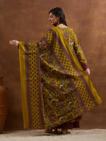 Mustard Yellow Floral Printed Kurta Set thumbnail 6