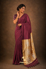 Wine maroon mul cotton saree thumbnail 3