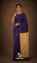 Violet mul cotton saree thumbnail 2