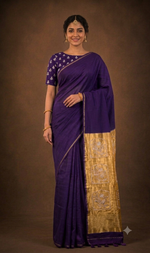 Violet mul cotton saree thumbnail 1