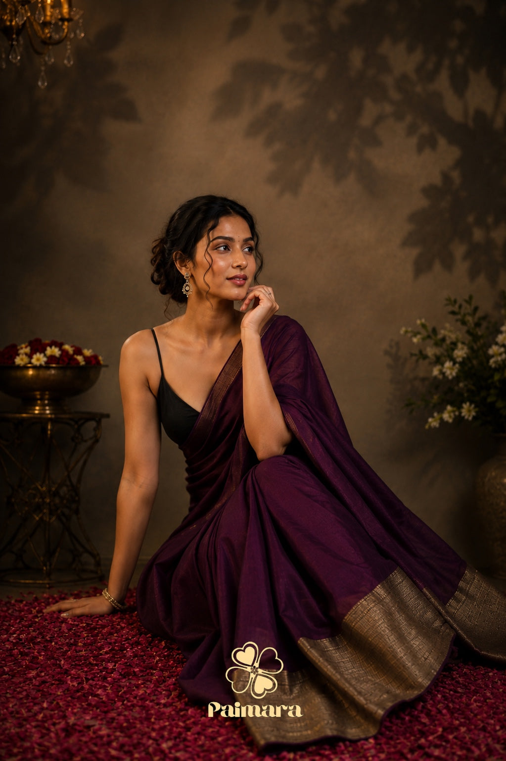 Wine Royalty khadi Cotton Saree