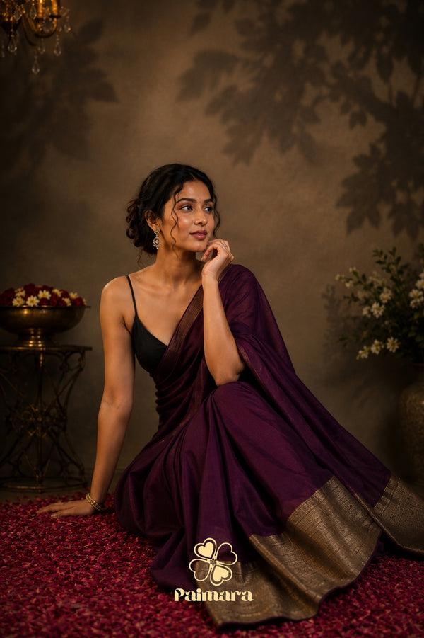 Wine Royalty khadi Cotton Saree