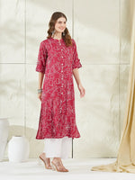 Pink Rayon A-Line Kurta thumbnail 6