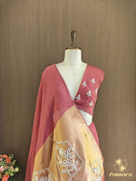 Peach pink mul cotton saree thumbnail 5