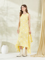 Yellow Rayon Polka Dots Midi Dress thumbnail 3