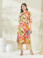 Cream Rayon A-Line Kurta thumbnail 4