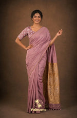 Peach pink mul cotton saree thumbnail 1