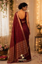 Nithya Maroon silk crape saree thumbnail 2