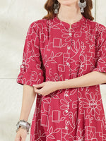 Pink Rayon A-Line Kurta thumbnail 3