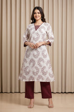 Maroon Cotton Printed Kurti Top thumbnail 2