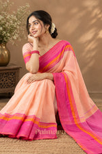 Paimara Peach Blush Bengal Pure Cotton Saree thumbnail 5