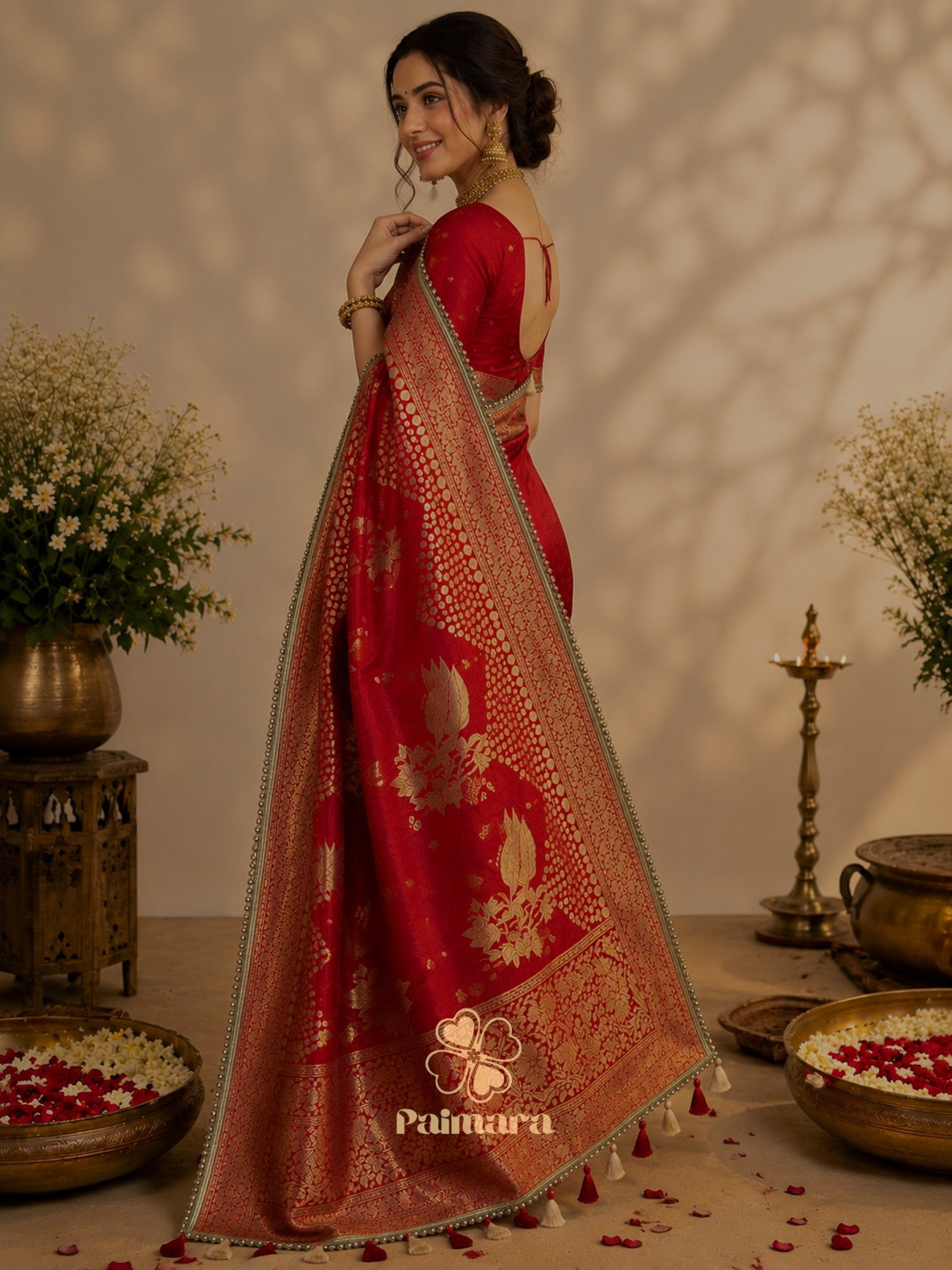 Red Pure Banarasi pattu saree