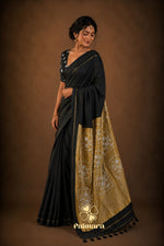 Black  mul cotton saree thumbnail 3