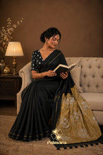 Black  mul cotton saree thumbnail 2