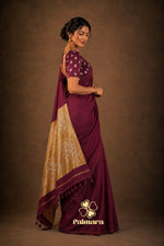 Wine maroon mul cotton saree thumbnail 6