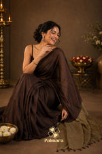 Coffee Brown khadi cotton saree thumbnail 3