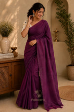Deep wine khadi cotton saree thumbnail 4