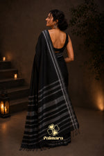 KALI - Black Cotton Saree with Temple Border thumbnail 2