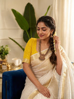 Onam special white  saree thumbnail 5