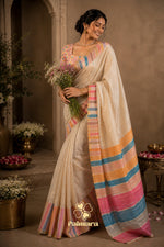 Designer Printed Embroidered NC Cotton Saree thumbnail 2
