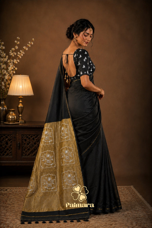 Black  mul cotton saree