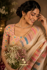 Designer Printed Embroidered NC Cotton Saree thumbnail 4