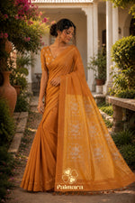Orange mul cotton saree thumbnail 2