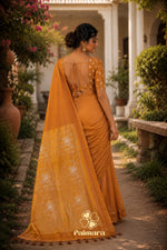 Orange mul cotton saree thumbnail 1