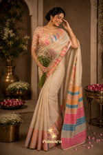 Designer Printed Embroidered NC Cotton Saree thumbnail 3