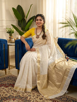 Onam special white  saree thumbnail 1