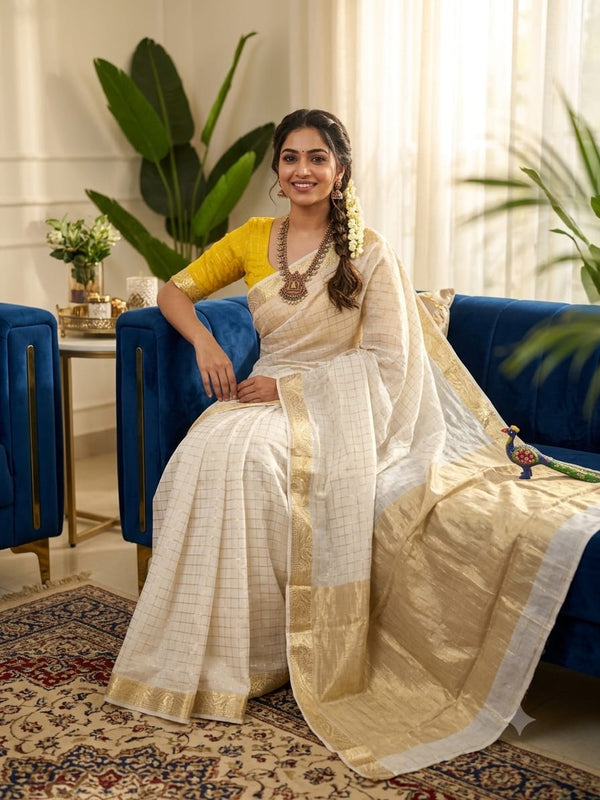 Onam special white  saree