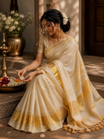 Onam tissue saree thumbnail 3