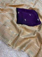 Violet Onam special georgette saree thumbnail 4